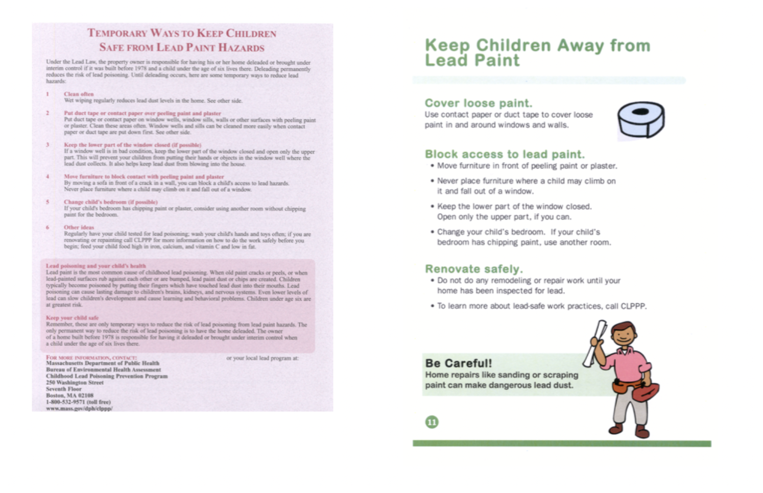 a before and after view of a fact sheet about lead poisoning. the revision is much easier to read.