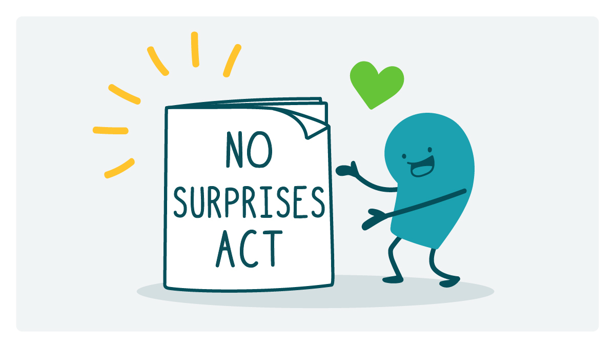 Happy doodle presenting the No Surprises Act