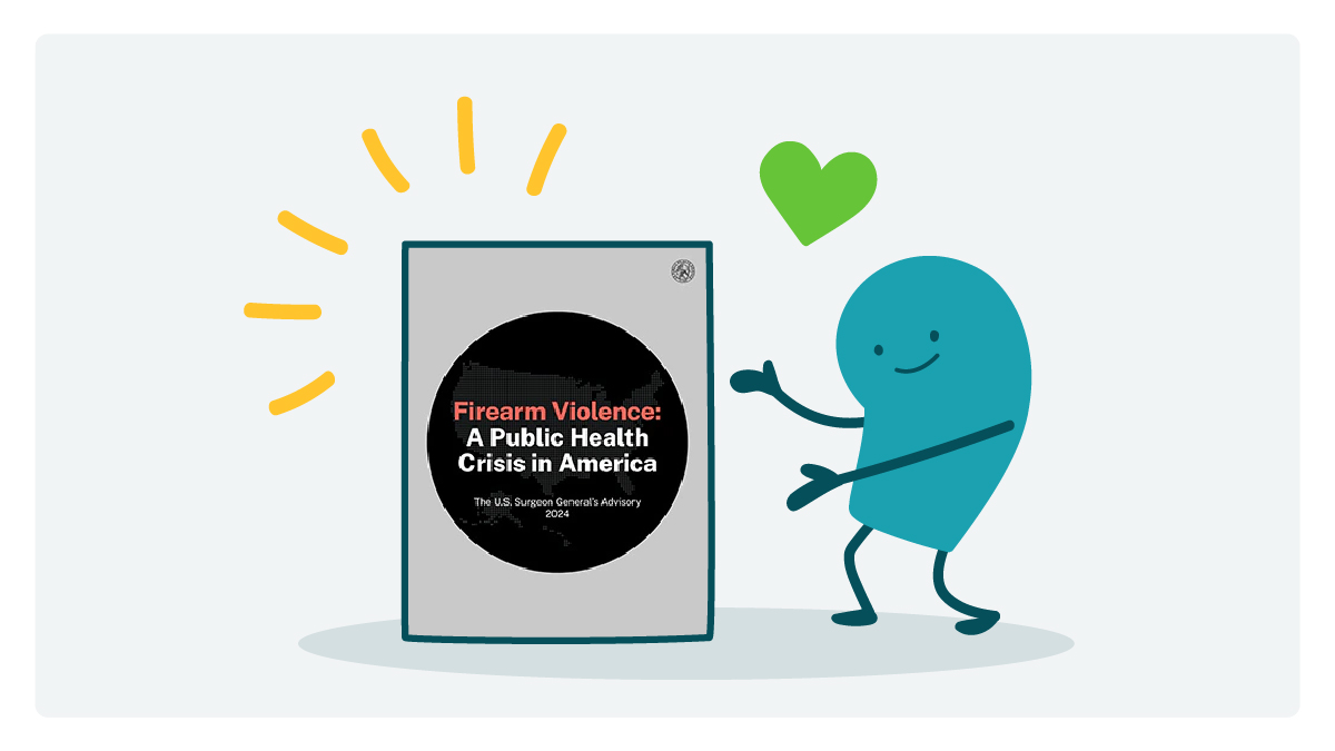 A doodle pointing to the US Surgeon General's Advisory titled, "Firearm Violence: A Public Health Crisis in America."