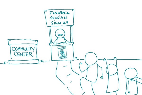 Illustration of a feedback session sign up.