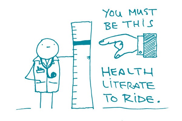 Illustration of measuring a patient's health literacy. 